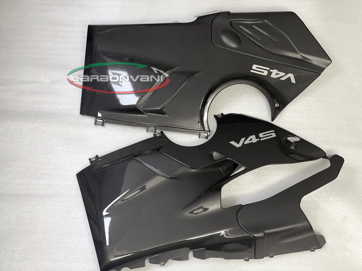 Carbonvani - Ducati Panigale V4 / S / R Carbon Fiber Belly Pan For Akrapovic Exhaust (2 piece kit) (2022+)